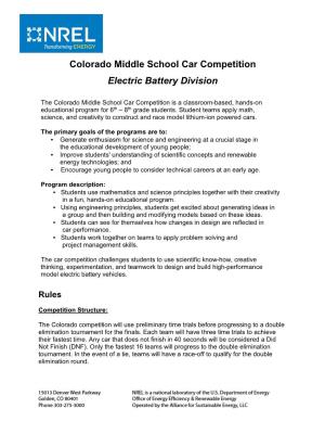 Electric Battery Car Competition Rules