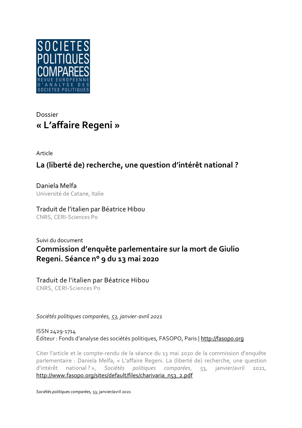 « L'affaire Regeni »