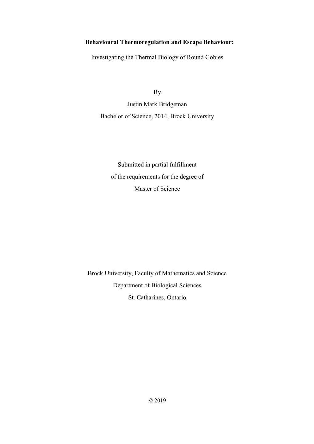 Investigating the Thermal Biology of Round Gobies by Justin Mark