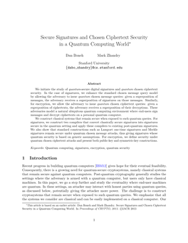 Secure Signatures and Chosen Ciphertext Security in a Quantum Computing World∗