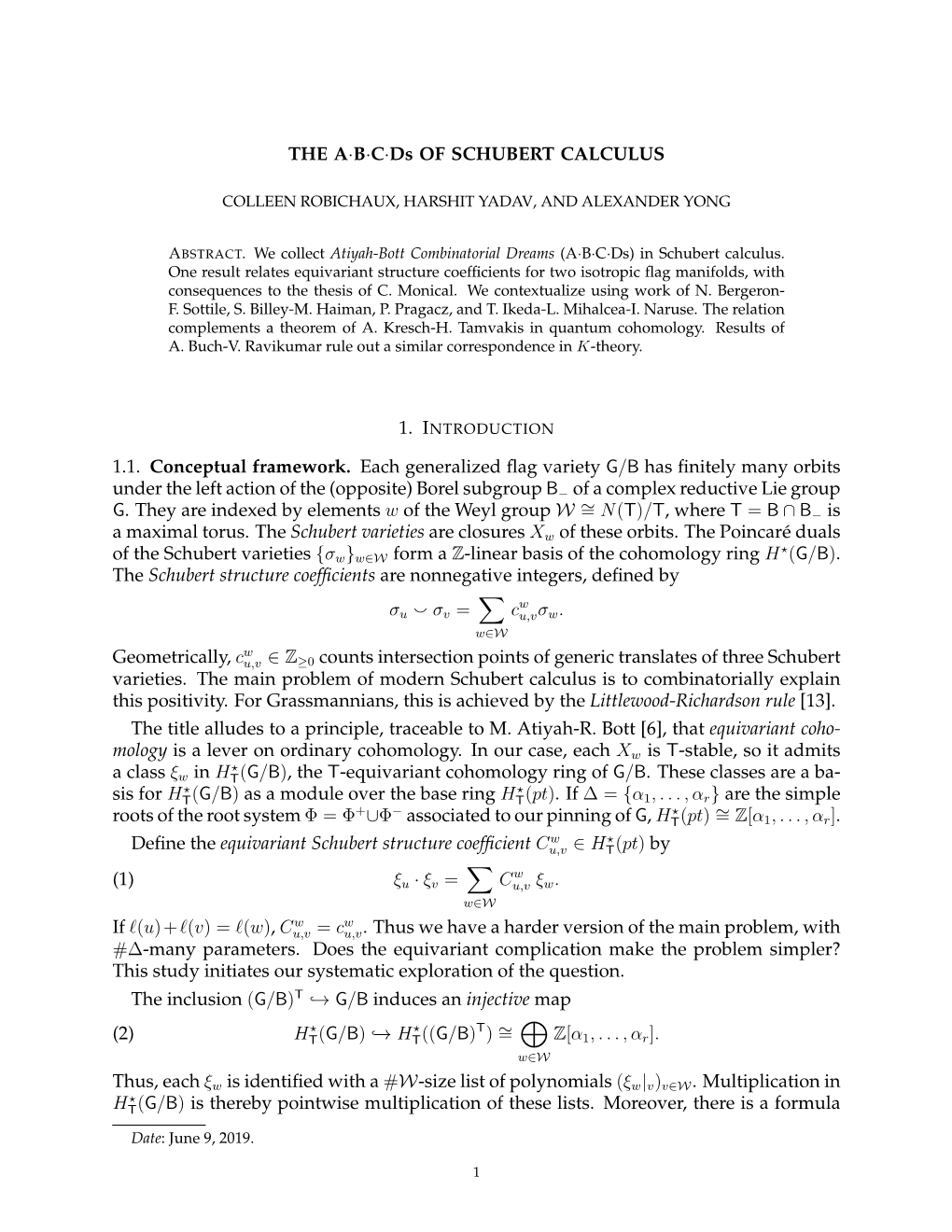 THE A·B·C·Ds of SCHUBERT CALCULUS