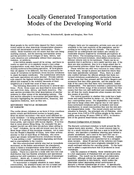 Locally Generated Transportation Modes of the Developing World