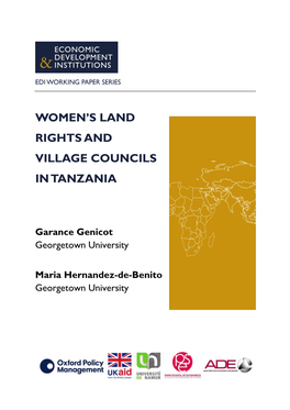 Women's Land Rights and Village Councils in Tanzania