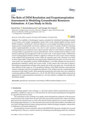 The Role of DEM Resolution and Evapotranspiration Assessment in Modeling Groundwater Resources Estimation: a Case Study in Sicily