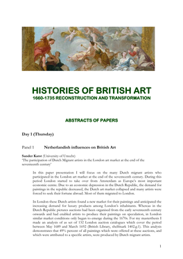 Histories of British Art 1660-1735 Reconstruction and Transformation