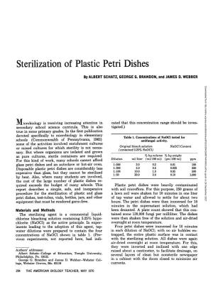 Sterilization of Plastic Petri Dishes