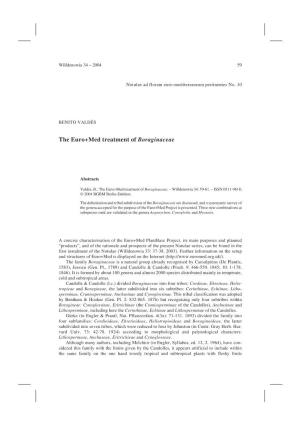 The Euro+Med Treatment of Boraginaceae
