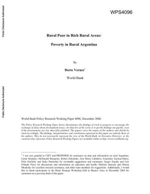 Rural Poor in Rich Rural Areas: Poverty in Rural Argentina