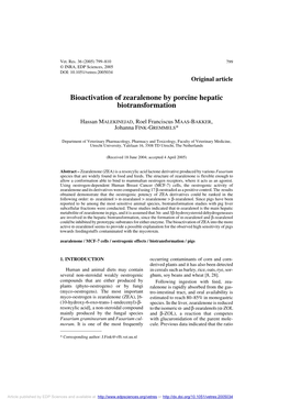 Bioactivation of Zearalenone by Porcine Hepatic Biotransformation