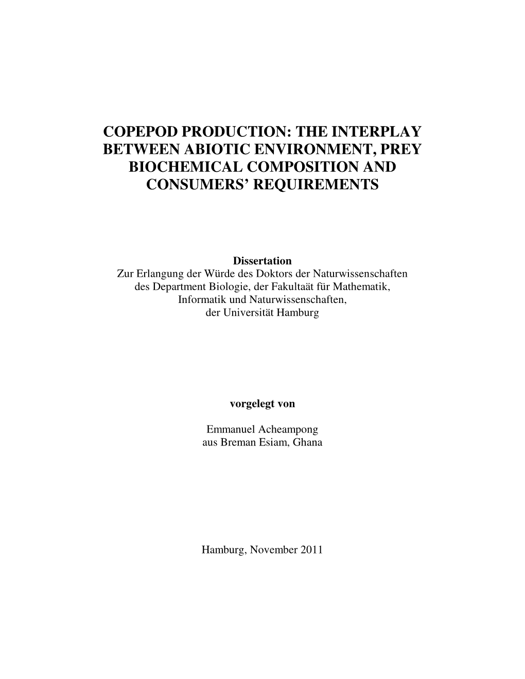 Copepod Production: the Interplay Between Abiotic Environment, Prey Biochemical Composition and Consumers’ Requirements