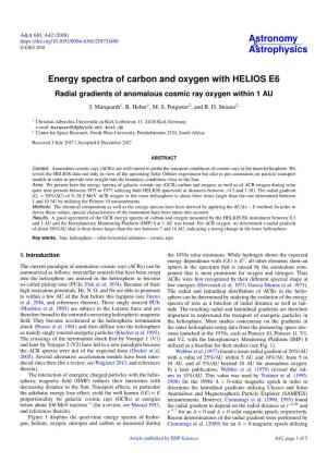 Energy Spectra of Carbon and Oxygen with HELIOS E6 Radial Gradients of Anomalous Cosmic Ray Oxygen Within 1 AU J