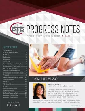 Physical Therapy Board of California Progress Notes