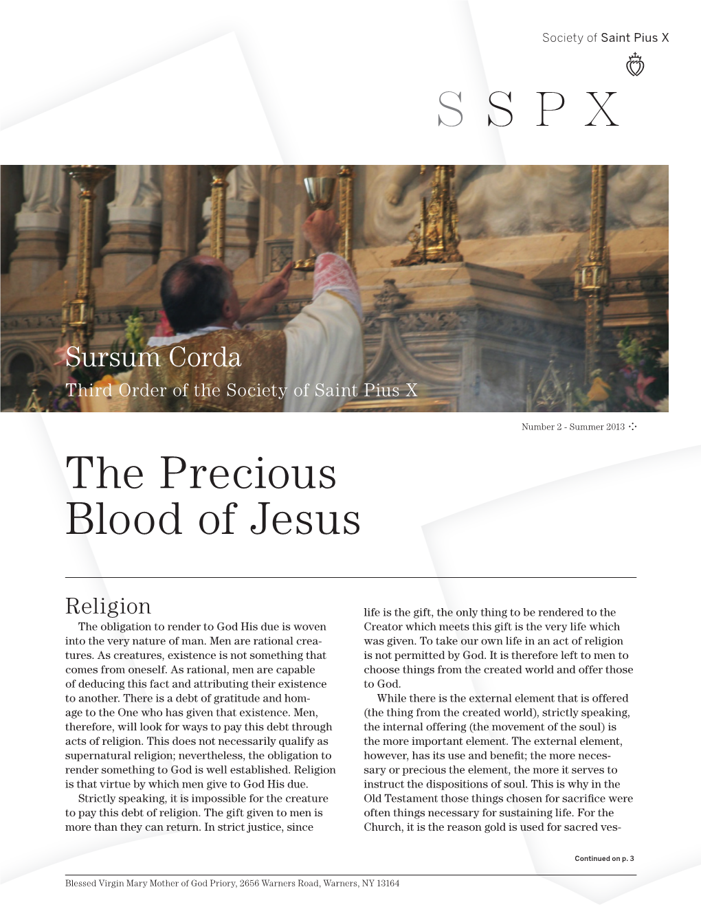 Summer 2013: the Precious Blood of Jesus