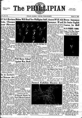 USETTS March 6, 1968 IA Revises Bluhnm Will Head New Philpan Staff Award Will Aid Brownamone Osts., __Chooses Summer Work Six Senior English