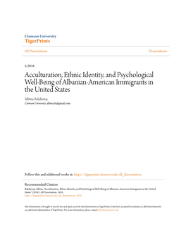 Acculturation, Ethnic Identity, and Psychological Well-Being of Albanian-American Immigrants in the United States
