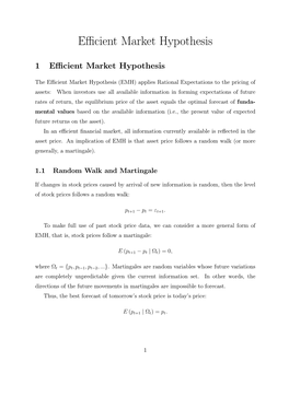 Efficient Market Hypothesis