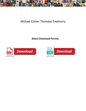 Michael Cohen Thursday Testimony