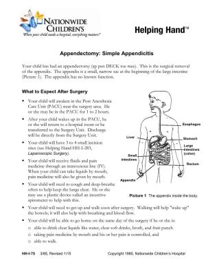 Appendectomy: Simple Appendicitis
