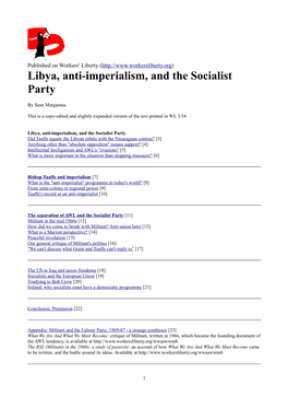 Libya, Anti-Imperialism, and the Socialist Party