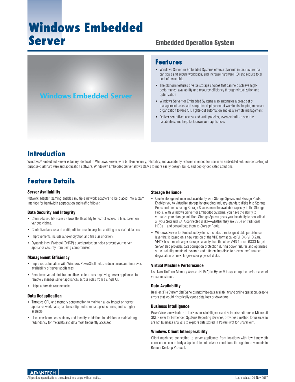 Windows Embedded Server Embedded Operation System