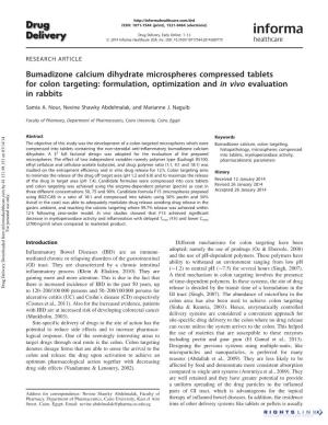 Bumadizone Calcium Dihydrate Microspheres Compressed Tablets for Colon Targeting: Formulation, Optimization and in Vivo Evaluation in Rabbits