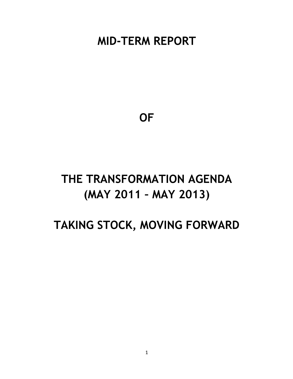 Mid-Term Report of the Transformation Agenda