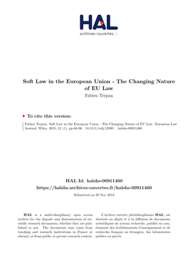 Soft Law in the European Union - the Changing Nature of EU Law Fabien Terpan