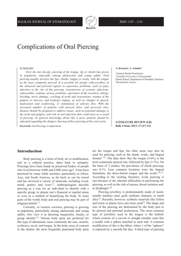 Complications of Oral Piercing