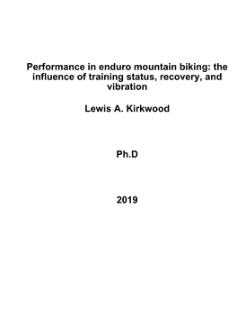 Performance in Enduro Mountain Biking: the Influence of Training Status, Recovery, and Vibration