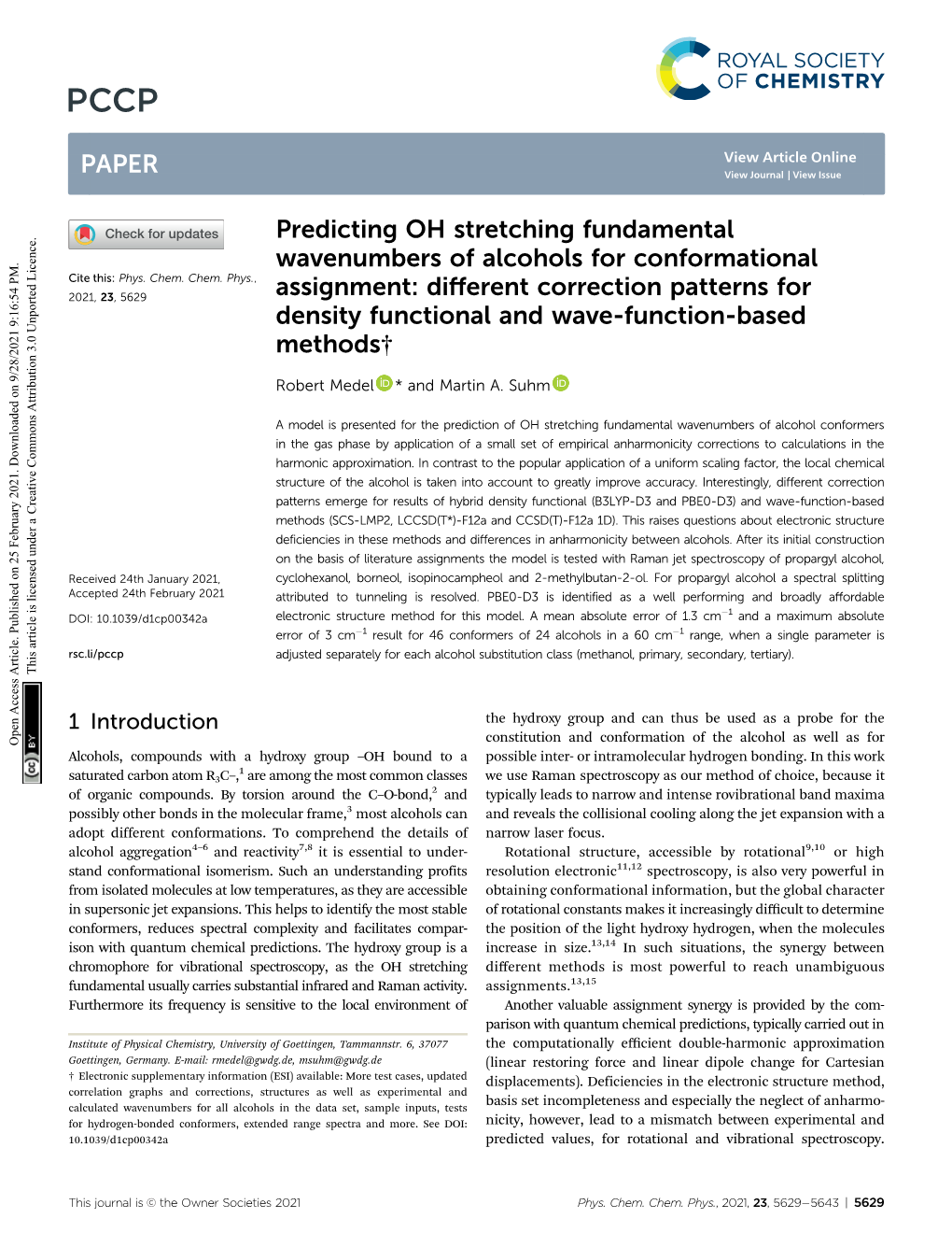 Predicting OH Stretching Fundamental Wavenumbers of Alcohols for Conformational Cite This: Phys