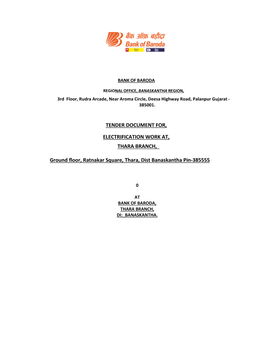 Tender Document For, Electrification Work At