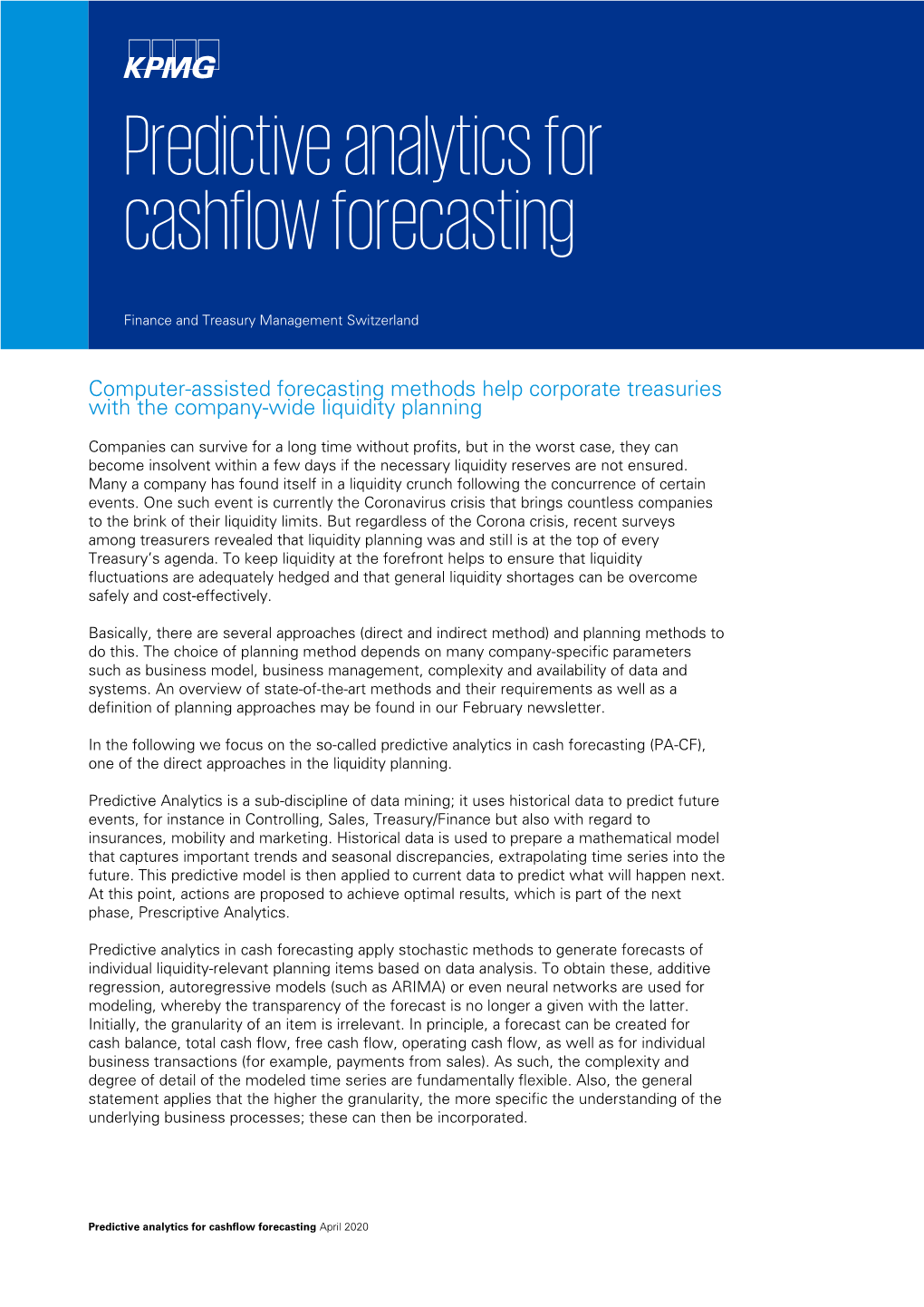 Predictive Analytics for Cashflow Forecasting