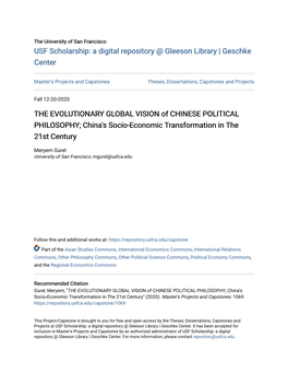 THE EVOLUTIONARY GLOBAL VISION of CHINESE POLITICAL PHILOSOPHY; China's Socio-Economic Transformation in the 21St Century