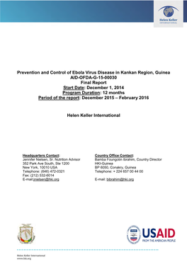 Prevention and Control of Ebola Virus Disease in Kankan Region, Guinea