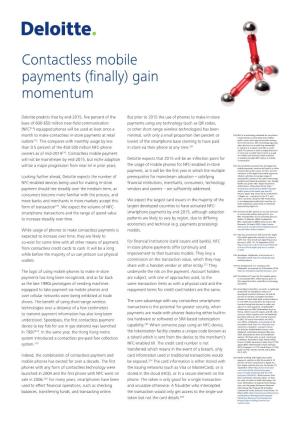 Contactless Mobile Payments (Finally) Gain Momentum