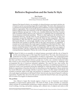 Reflexive Regionalism and the Santa Fe Style