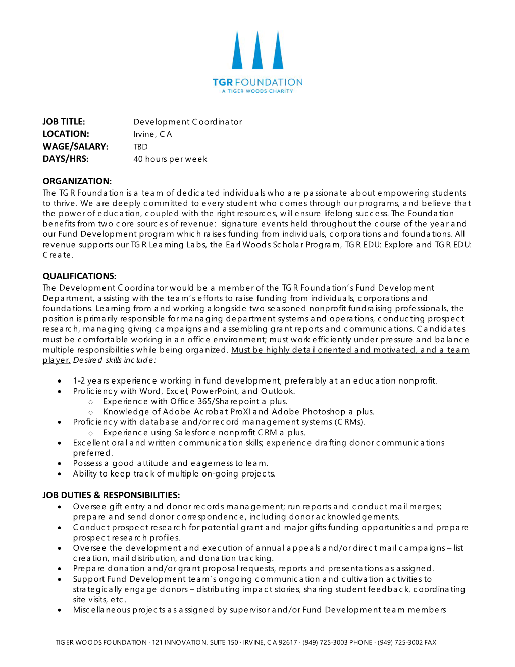 Fund Development Intern