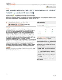 New Perspectives in the Treatment of Body Dysmorphic