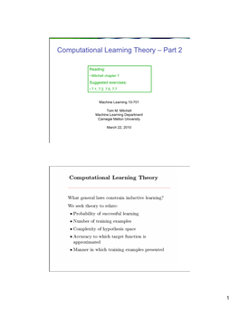 Computational Learning Theory – Part 2