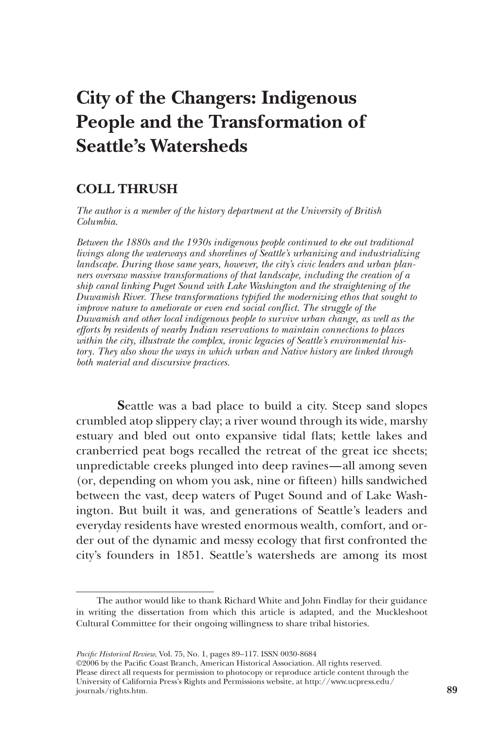 Indigenous People and the Transformation of Seattle's