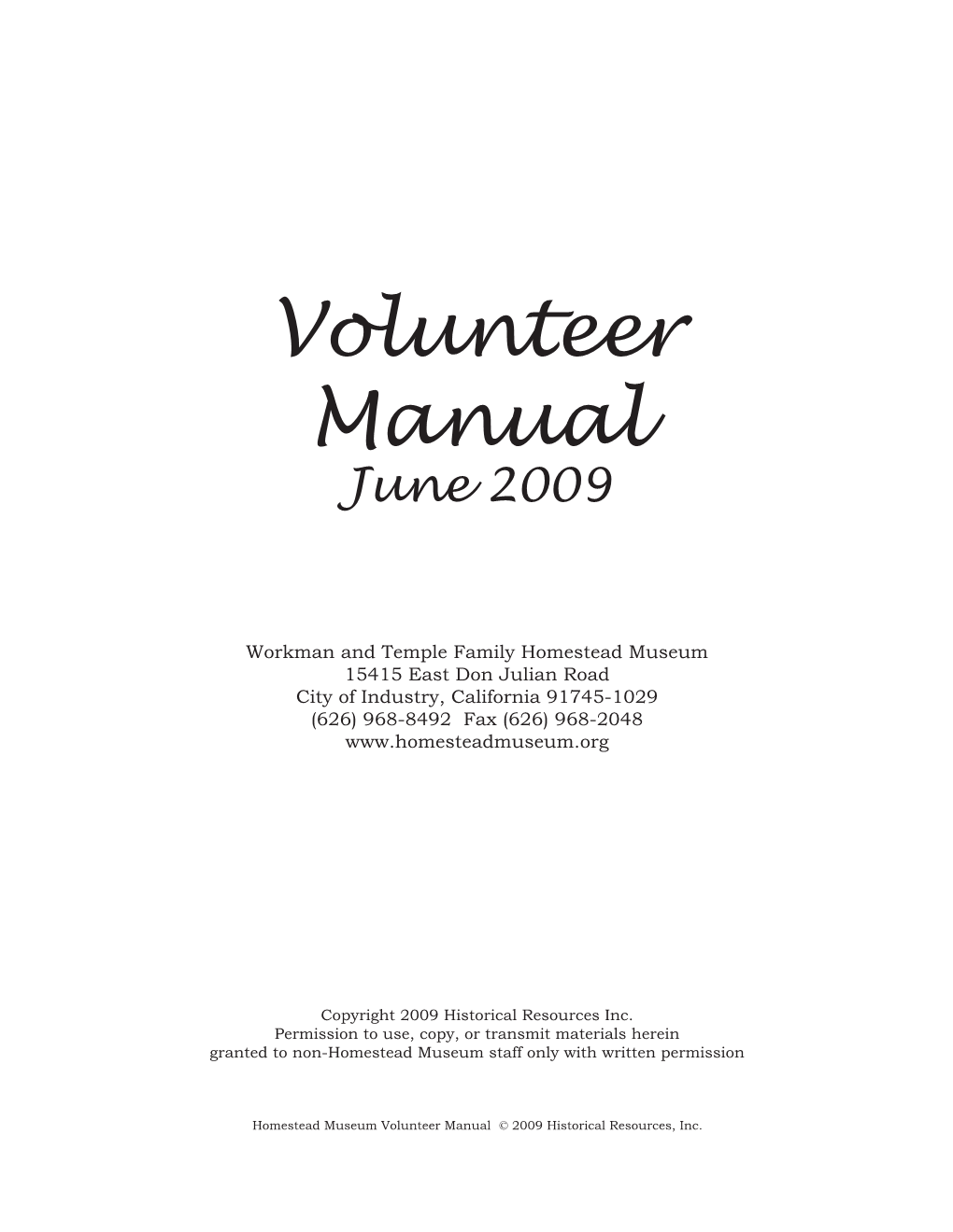 Volunteer Manual June 2009