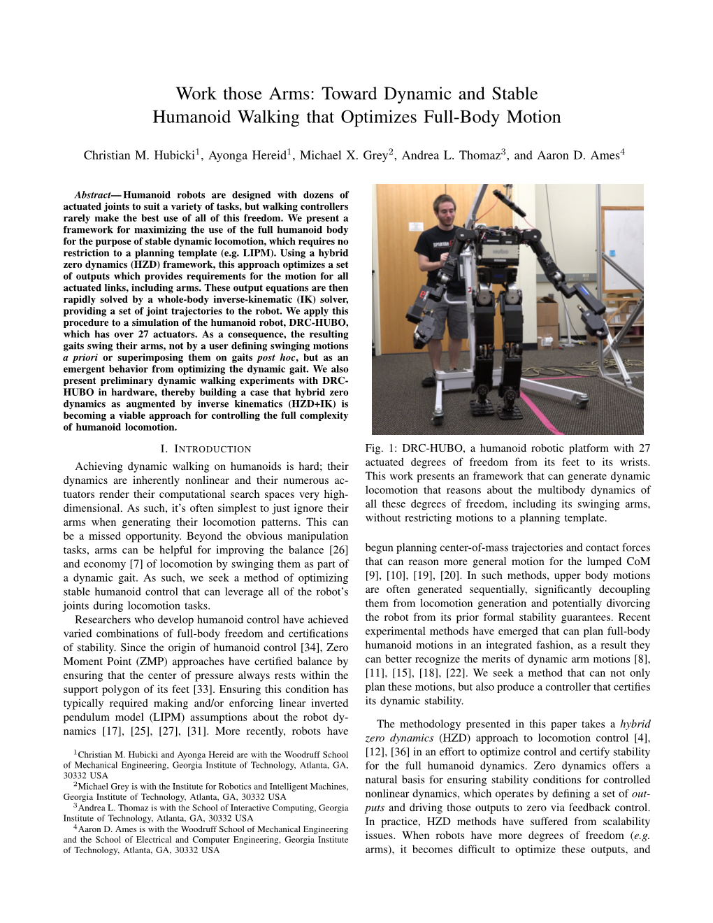 Toward Dynamic and Stable Humanoid Walking That Optimizes Full-Body Motion