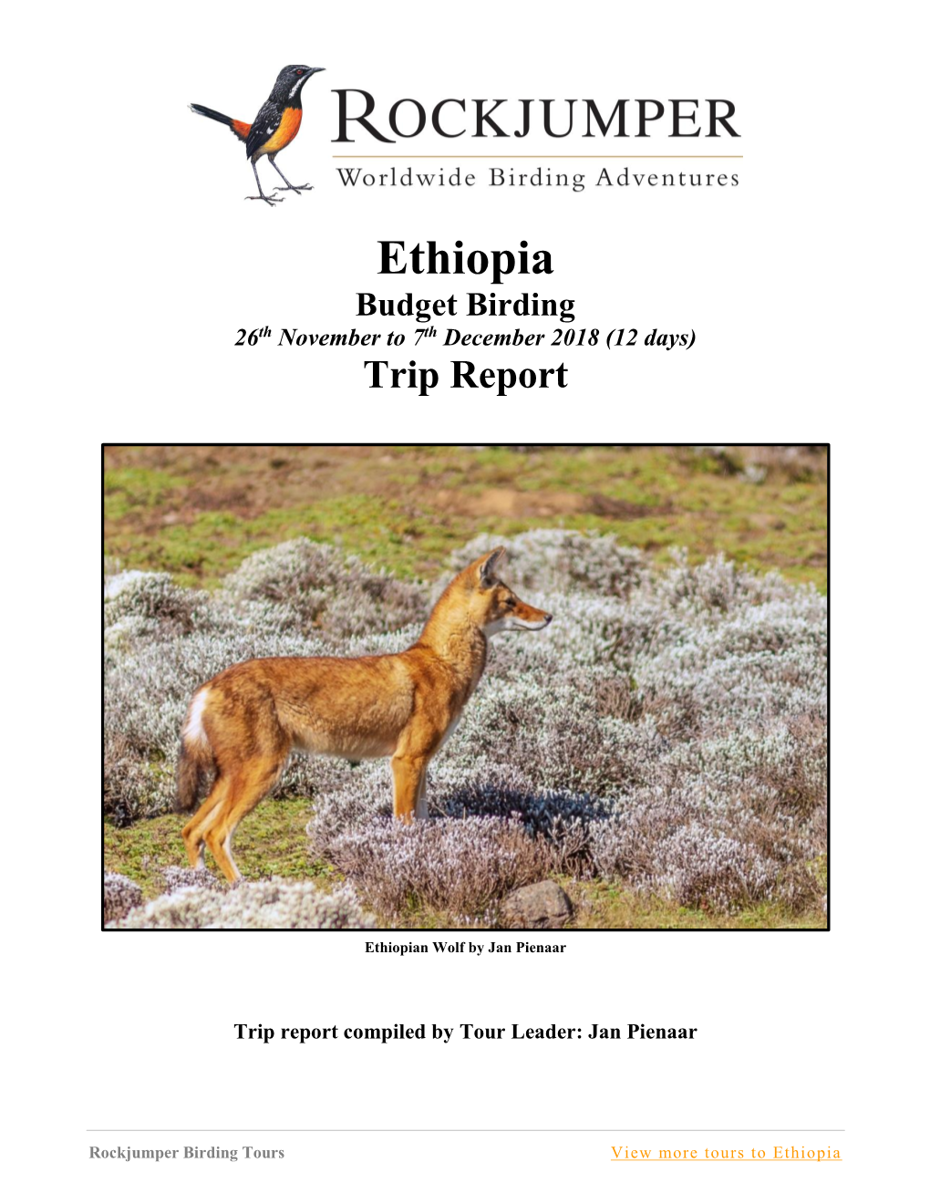 Ethiopia Budget Birding 26Th November to 7Th December 2018 (12 Days) Trip Report