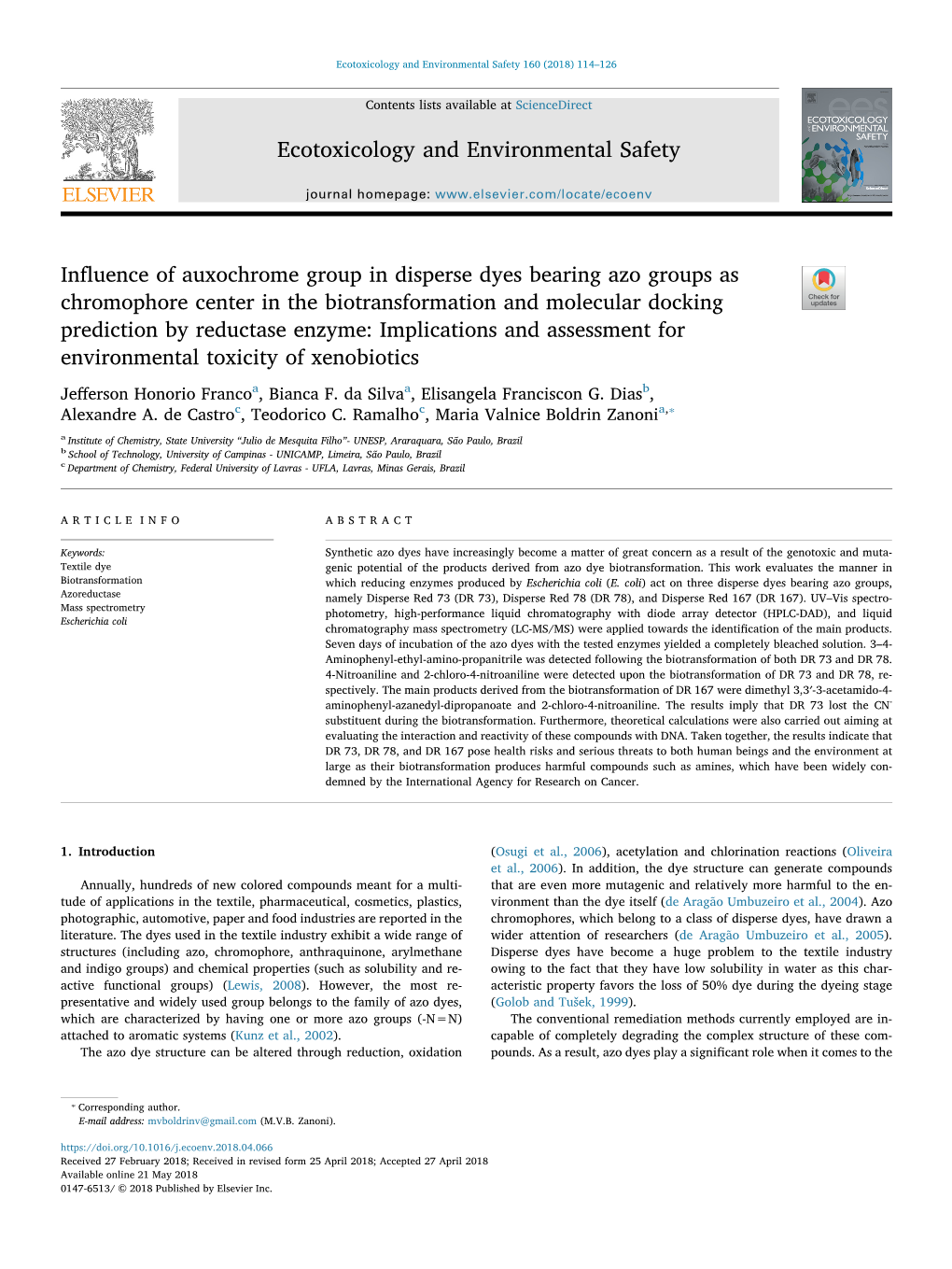 Influence of Auxochrome Group in Disperse Dyes Bearing Azo Groups