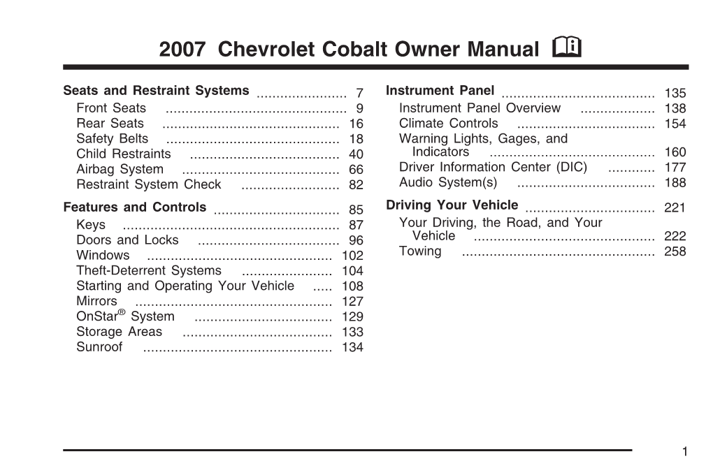2007 Chevrolet Cobalt Owner Manual M