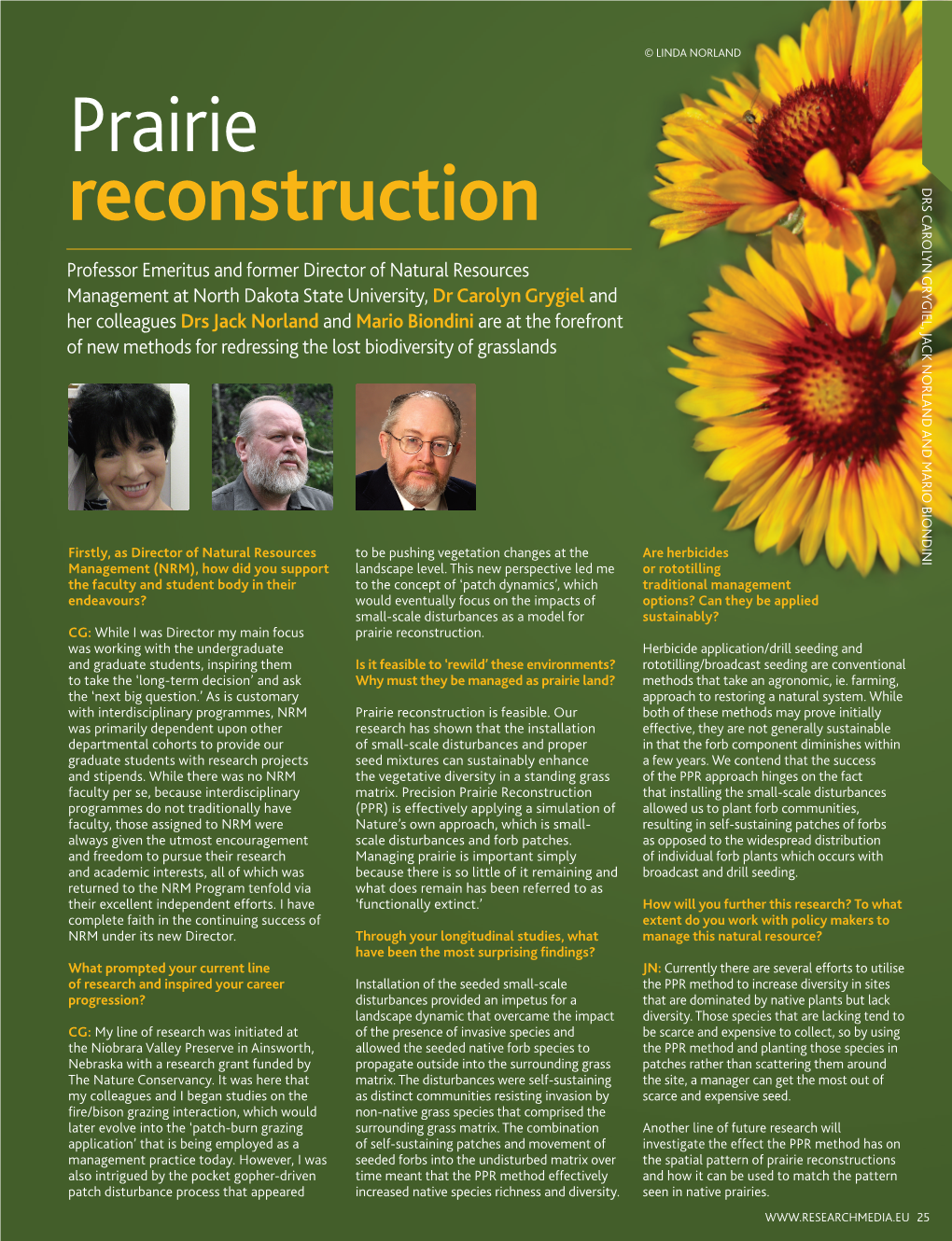 Prairie Reconstruction DRS CAROLYN GRYGIEL, JACK NORLAND and MARIO BIONDINI