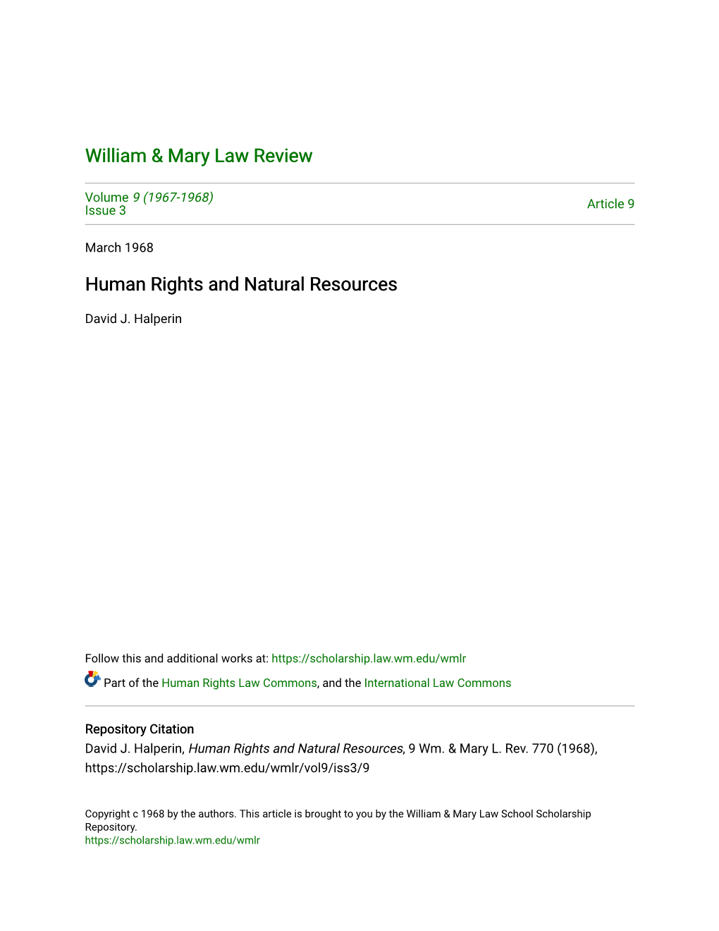 Human Rights and Natural Resources