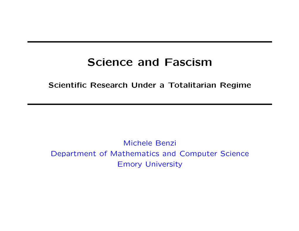 Science and Fascism