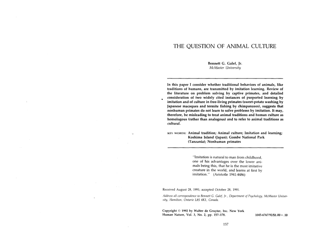 The Question of Animal Culture