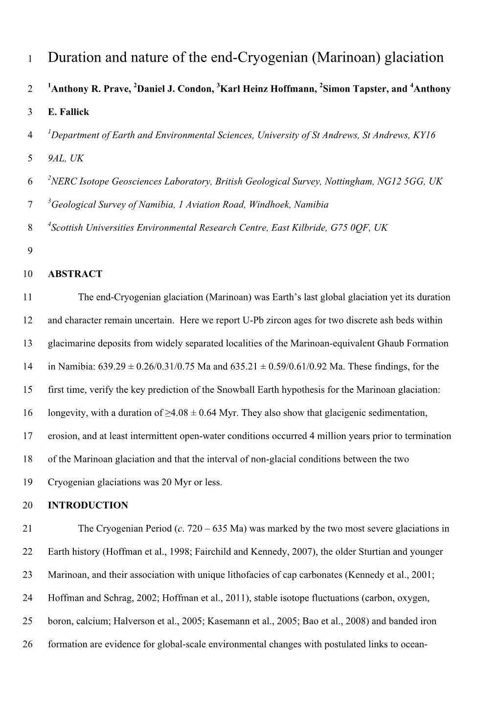 Duration and Nature of the End-Cryogenian (Marinoan) Glaciation